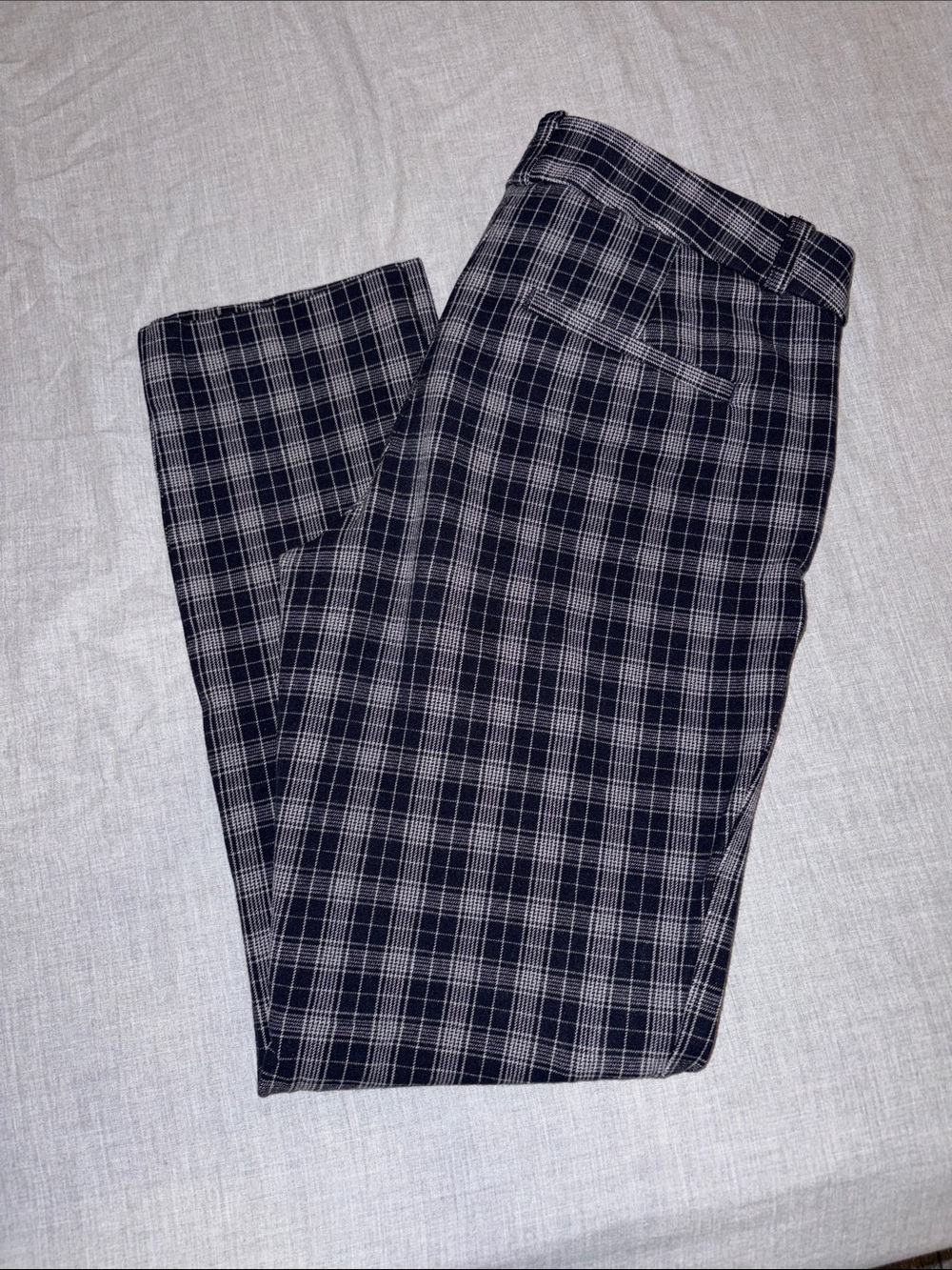 Women’s Plaid Dress Pants - Navy and White